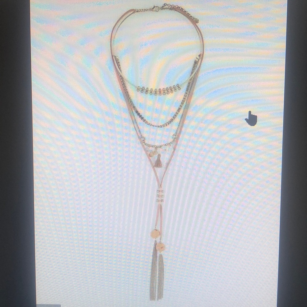 Lucky brand two-tone Suede layer tassel necklace